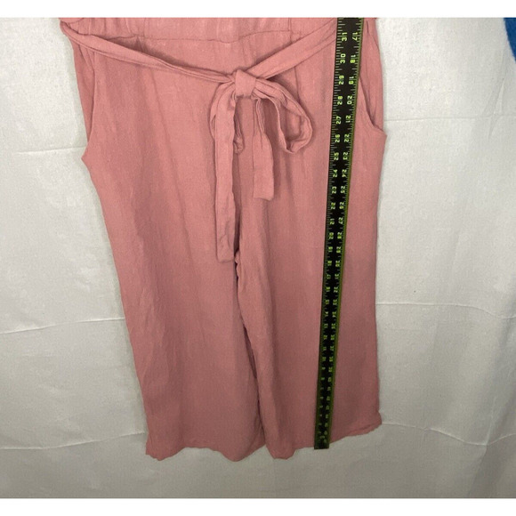 Monteau Linen Rayon Jumpsuit Women Medium Orange Cropped Minimalist Boho Beachy - Picture 5 of 8